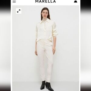 Marella Ivory White Trouser Straight Pant 12 Modern Traveler Max Mara Designer